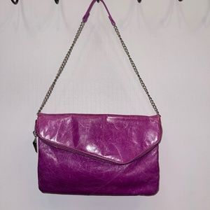 Royal Purple HOBO Fold Over leather Crossbody/Clutch